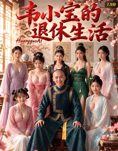 古装群像短剧海报，标题为韦小宝的退休生活